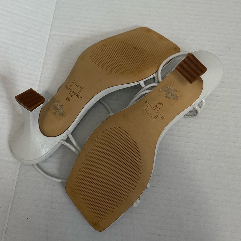 Marc Fisher LTD - Davia Heeled Sandal - White - Size 8M - Well Loved - Picture 7 of 9
